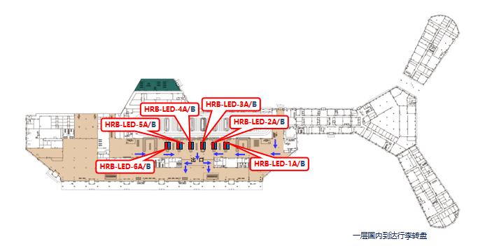哈尔滨机场广告-到达行李等候厅大屏套装点位图