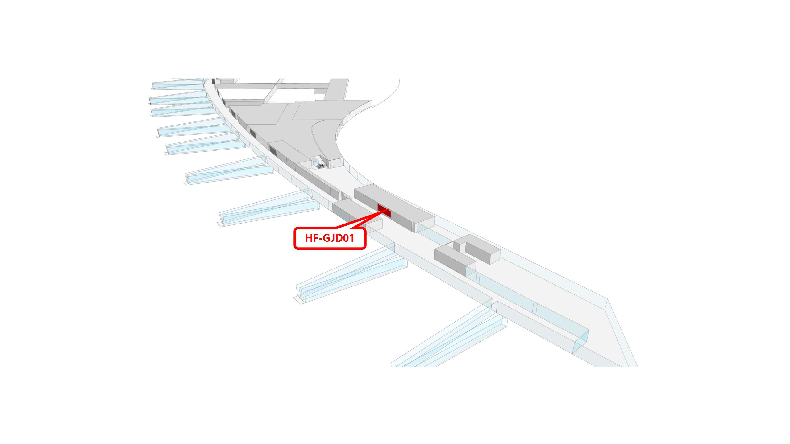 合肥新桥国际机场广告-国际到达区通廊墙体灯箱位置图