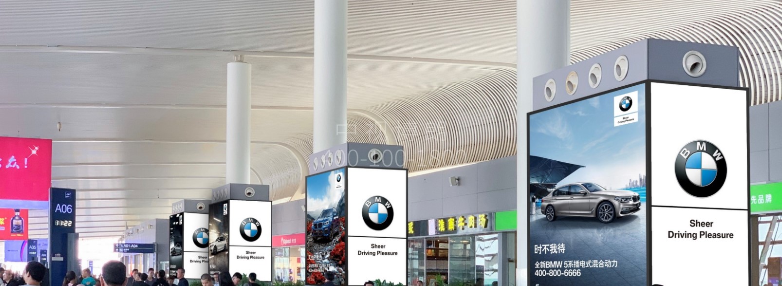 合肥新桥国际机场广告-国内出发候机区风塔包柱灯箱