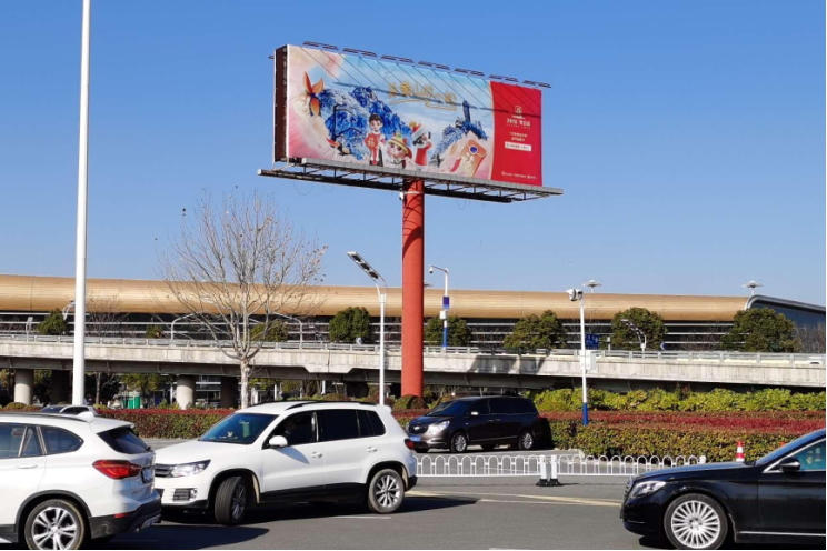 合肥新桥国际机场广告-机场进出路双面高炮广告牌D2