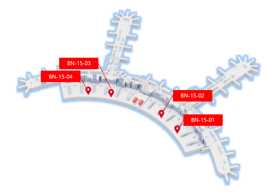 韩国首尔仁川国际机场广告-T1出发厅吊旗灯箱套装点位图