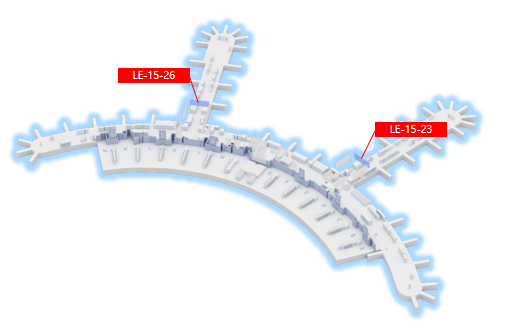 韩国首尔仁川国际机场广告-T1出发候机厅LED屏套装点位图