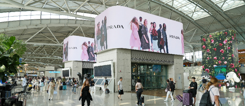 韩国首尔仁川国际机场广告-T1出发双子塔LED大屏套装