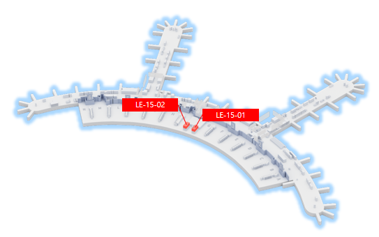 韩国首尔仁川国际机场广告-T1出发双子塔LED大屏套装点位图