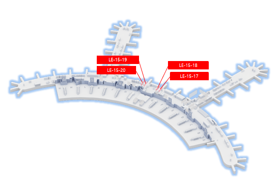 韩国首尔仁川国际机场广告-T1出发中心指廊LED屏点位图
