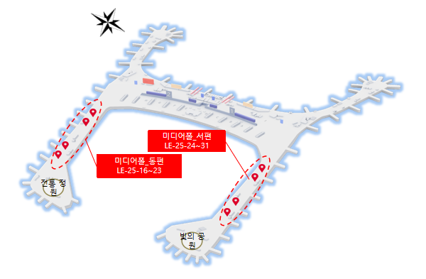 韩国首尔仁川国际机场广告-T2出发通廊LED屏套装点位图
