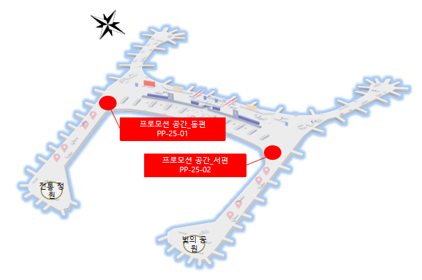 韩国首尔仁川国际机场广告-T2出发展区点位图