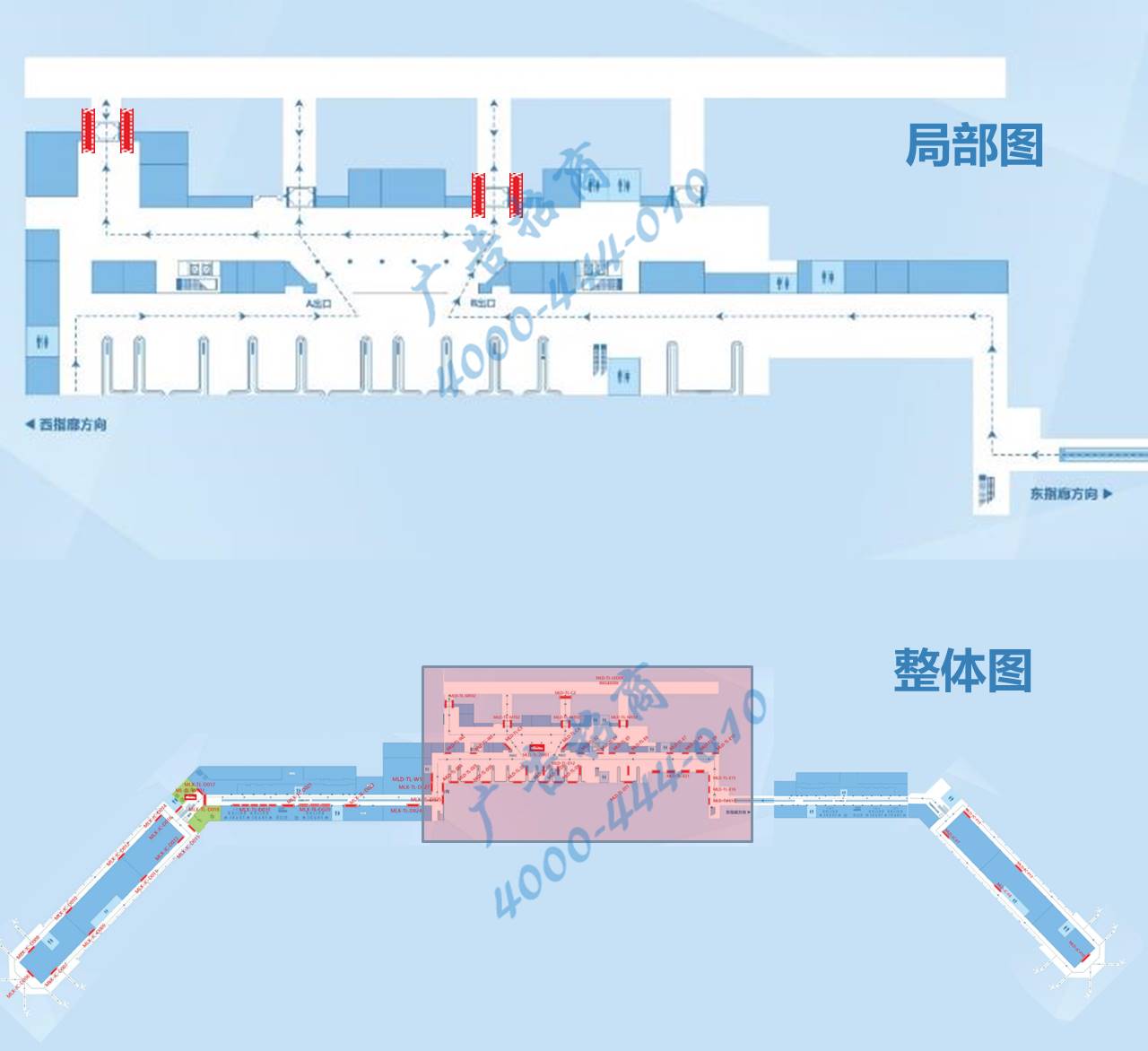 海口机场广告-T1到达厅门廊两侧灯箱MT02点位图