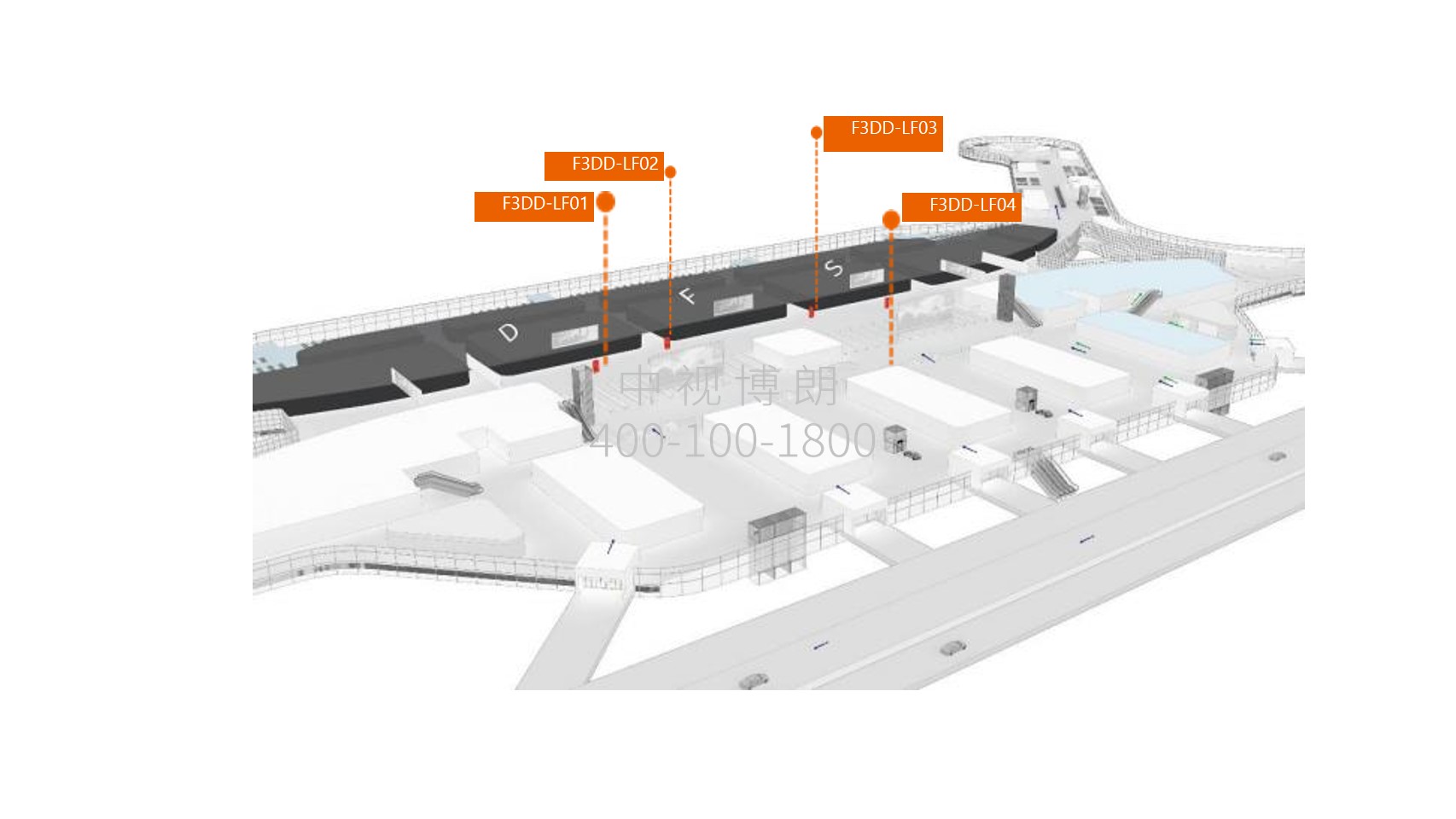 海口机场广告-T2免税区双面灯箱LF01~04点位图