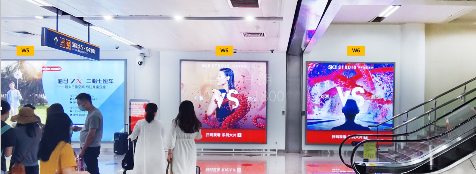 海口美兰机场广告-T1到达通廊灯箱套装W5/6
