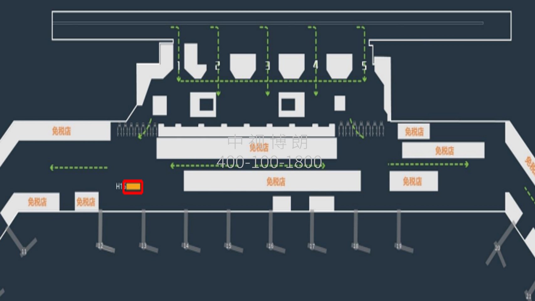 海口机场广告-T1出发候机免税区灯箱H16点位图
