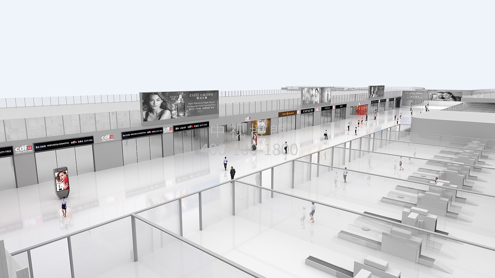 海口机场广告-T2中央商业区站立式灯箱套装点位图