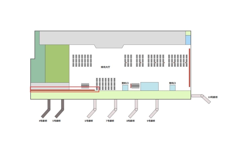 呼伦贝尔海拉尔机场广告-到达通廊吊旗套装位置图