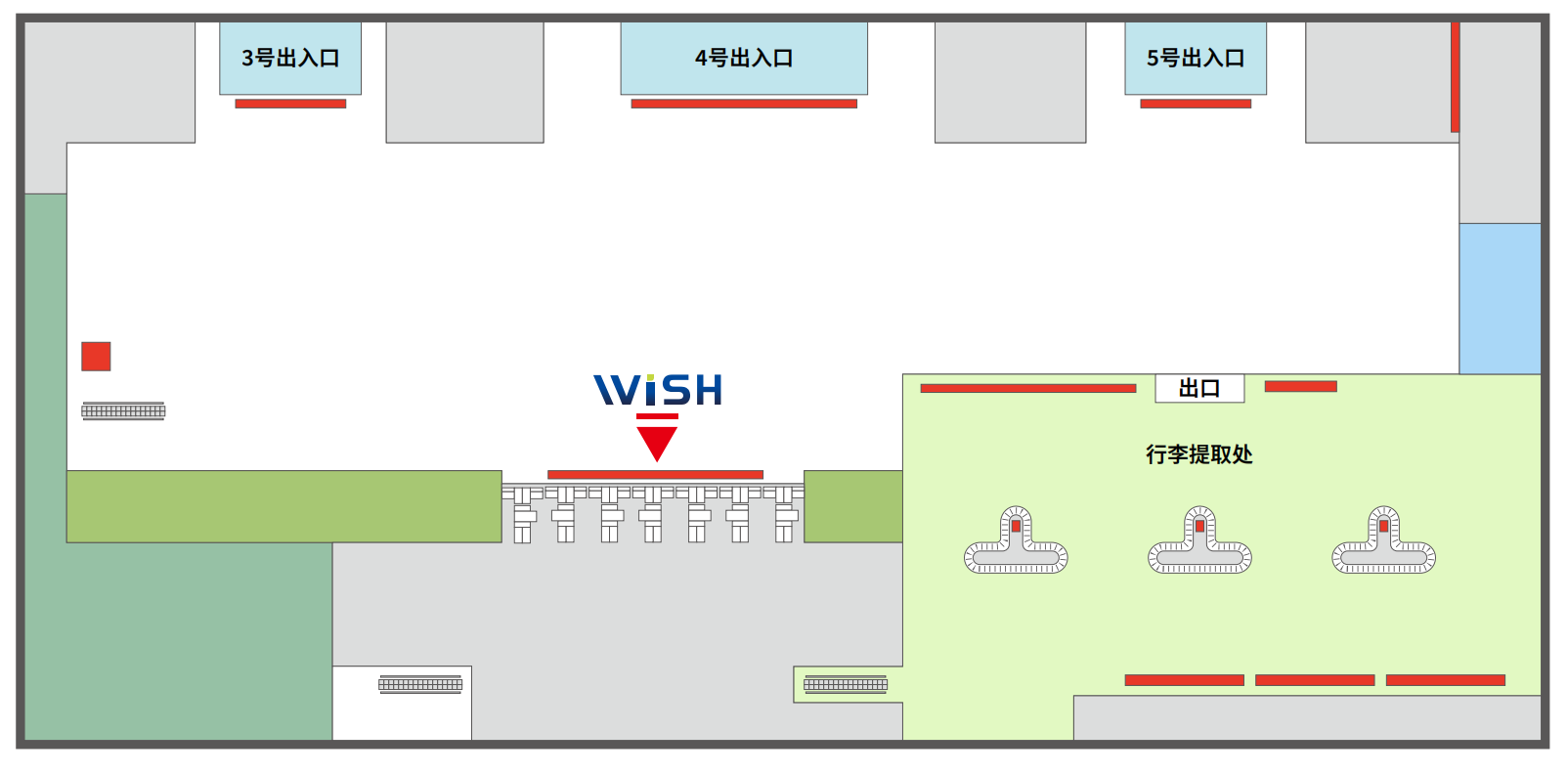 呼伦贝尔机场广告-出发值机岛上方LED屏点位图