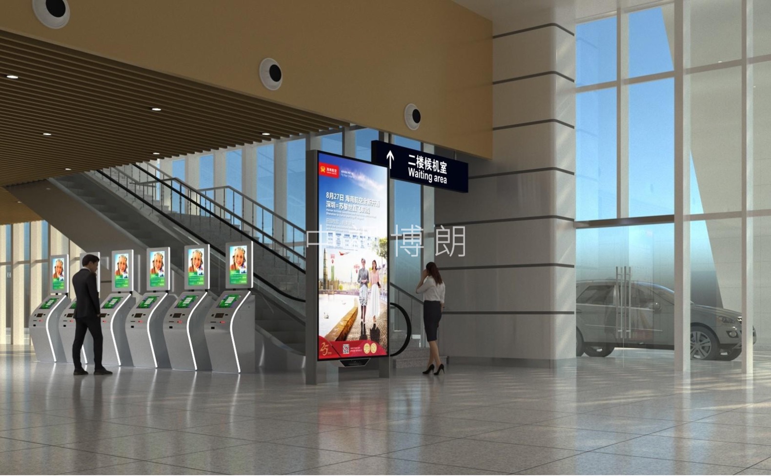 惠州平潭机场广告-出发大厅电梯汇聚口LED屏