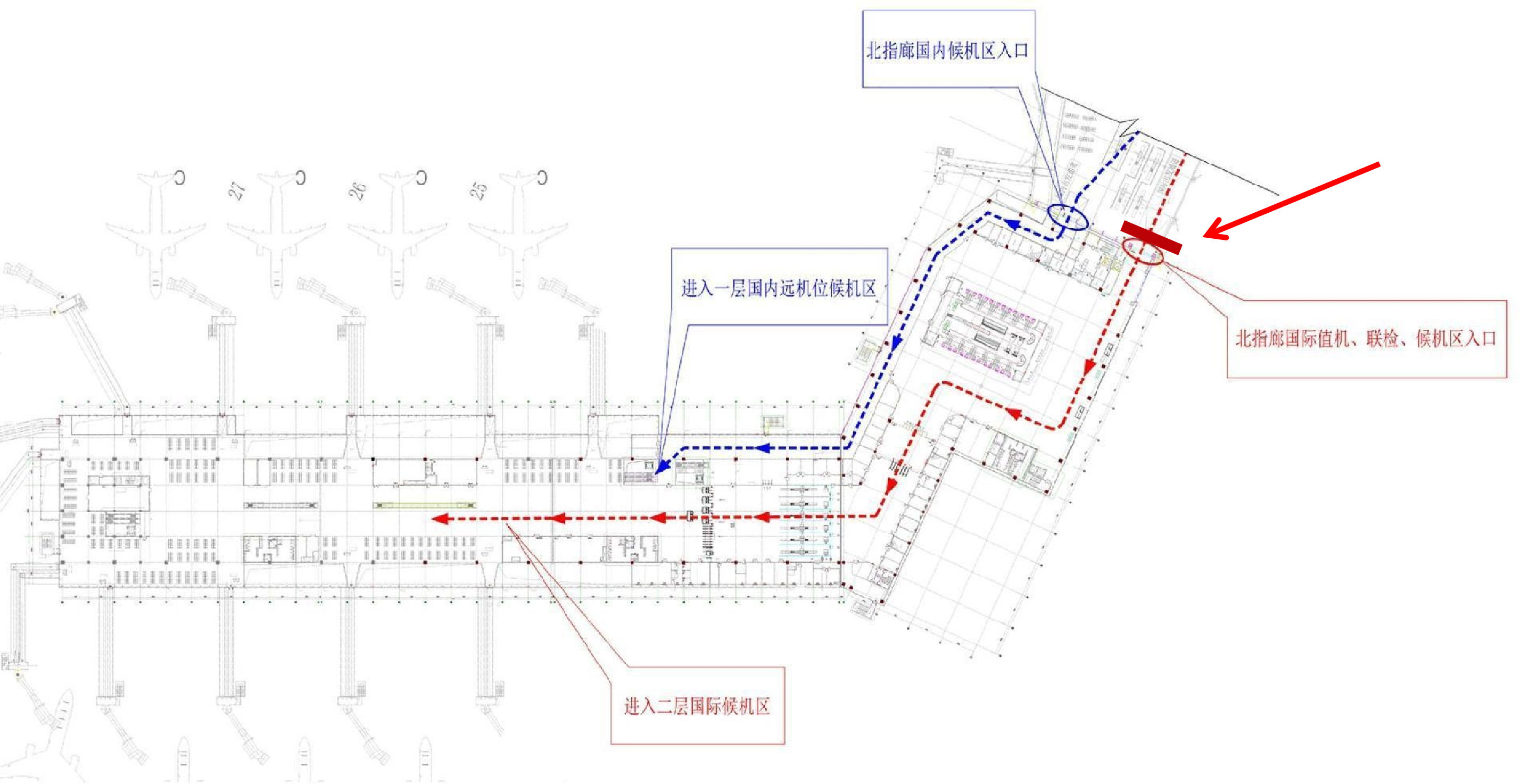 济南机场广告-北候机区主通道上方灯箱点位图
