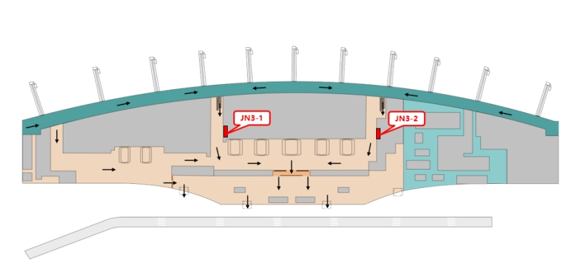 济南遥墙国际机场广告-国内到达走廊灯箱套装3位置图