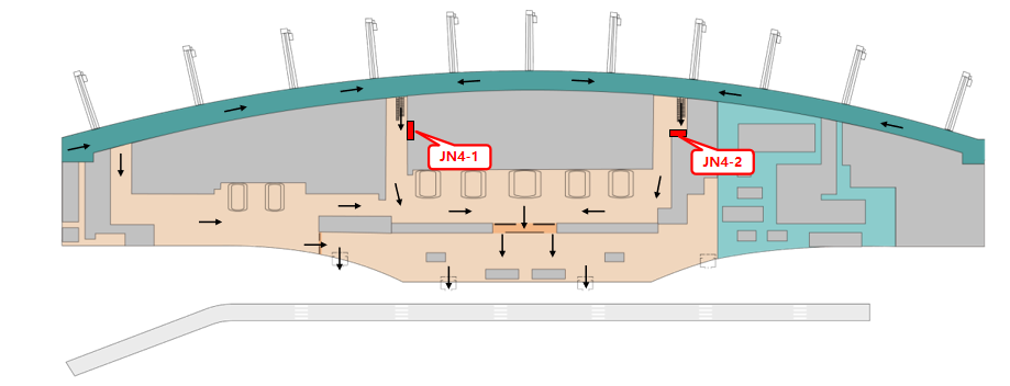 济南遥墙国际机场广告-国内到达走廊灯箱套装4位置图