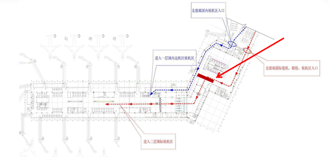 济南机场广告-值机大厅后联检口上方灯箱点位图