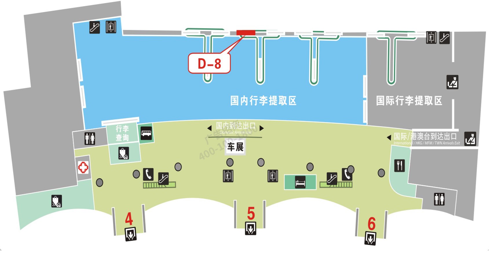 揭阳机场广告-到达行李厅灯箱广告位置图