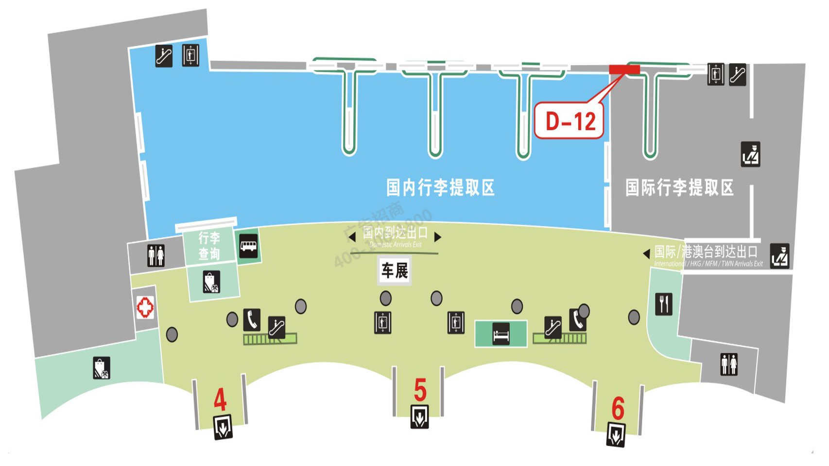 揭阳机场广告-到达行李厅灯箱广告位置图