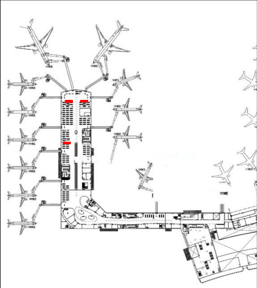 揭阳机场广告-T2国内候机厅指廊灯箱位置图