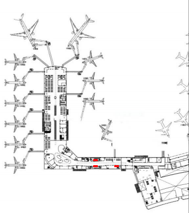 揭阳机场广告-T2国内候机厅墙面灯箱位置图