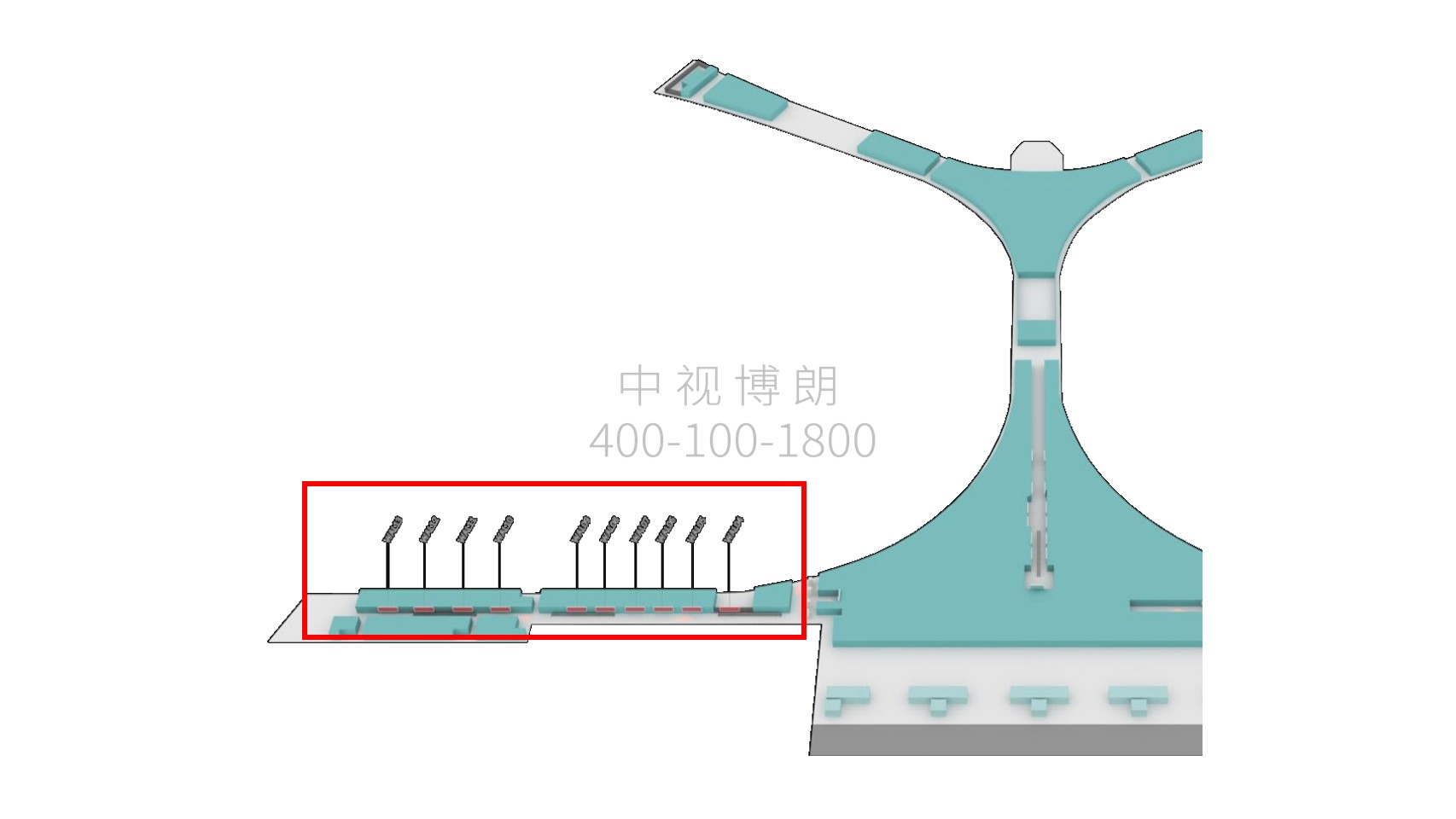 昆明长水国际机场广告-国内到达西指廊墙面灯箱B位置图