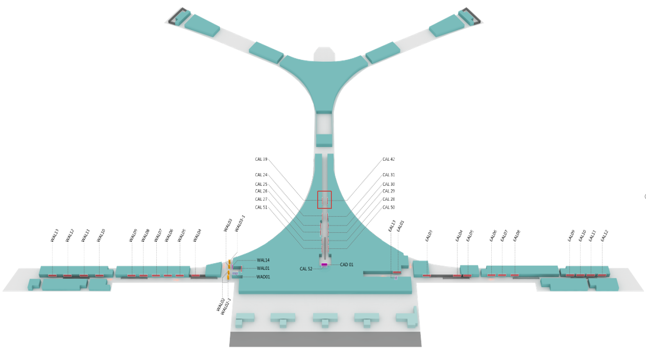 昆明长水国际机场广告-国内到达汇集通道墙面灯箱位置图