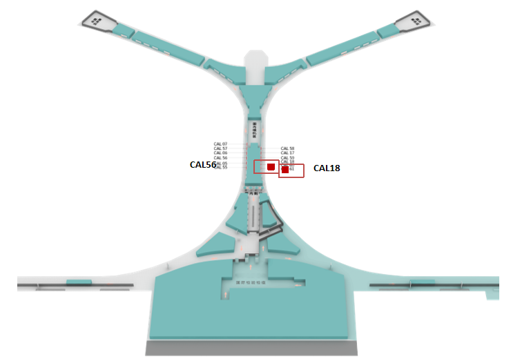 昆明长水国际机场广告-国内到达中央指廊墙面灯箱套装4位置图