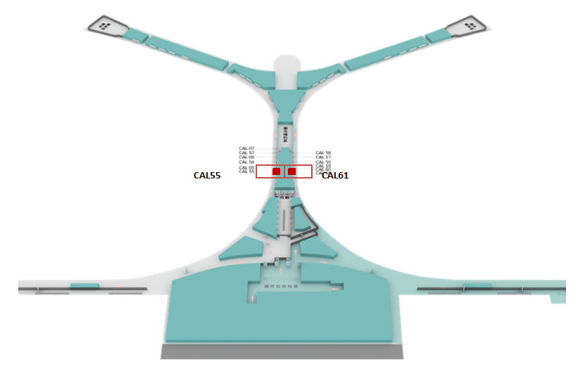 昆明长水国际机场广告-国内到达中央指廊墙面灯箱套装5位置图