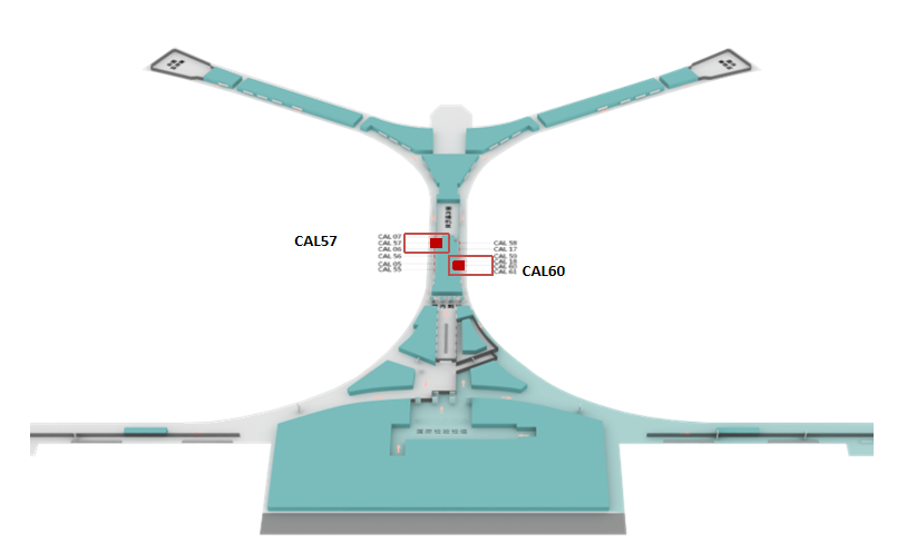昆明长水国际机场广告-国内到达中央指廊墙面灯箱套装6位置图