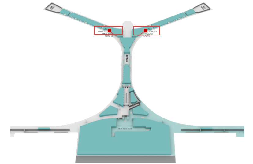昆明长水国际机场广告-国内到达东西指廊创意媒体位置图