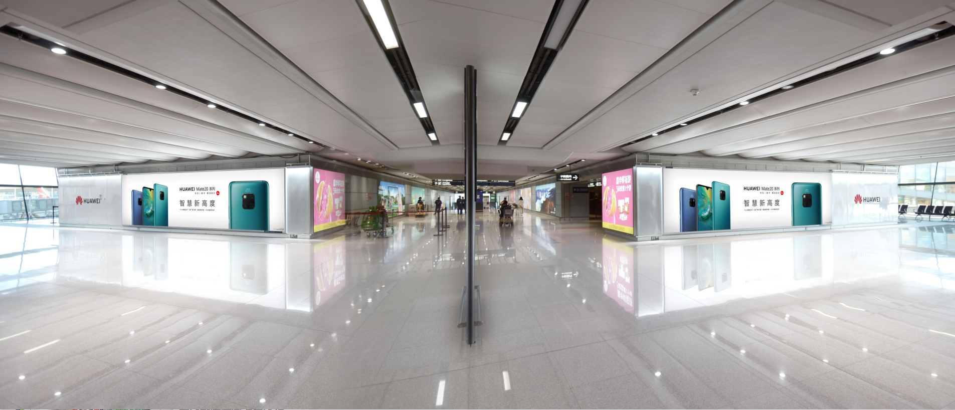 Kunming Airport Advertising-Domestic arrival of central corridor wall light box+stickers