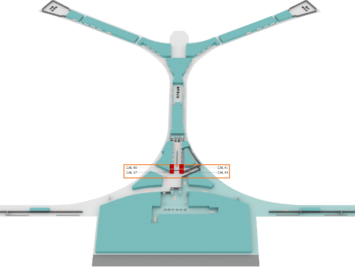 昆明长水国际机场广告-国内到达汇集通道墙面灯箱位置图