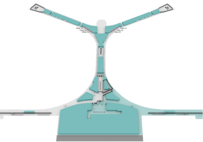 昆明长水国际机场广告-国内到达西指廊墙面灯箱位置图