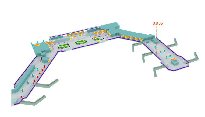 丽江机场广告-F1层出发候机厅吊楣灯箱35点位图