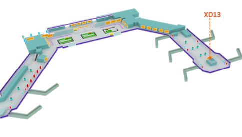 丽江机场广告-F1层出发候机厅墙面灯箱点位图