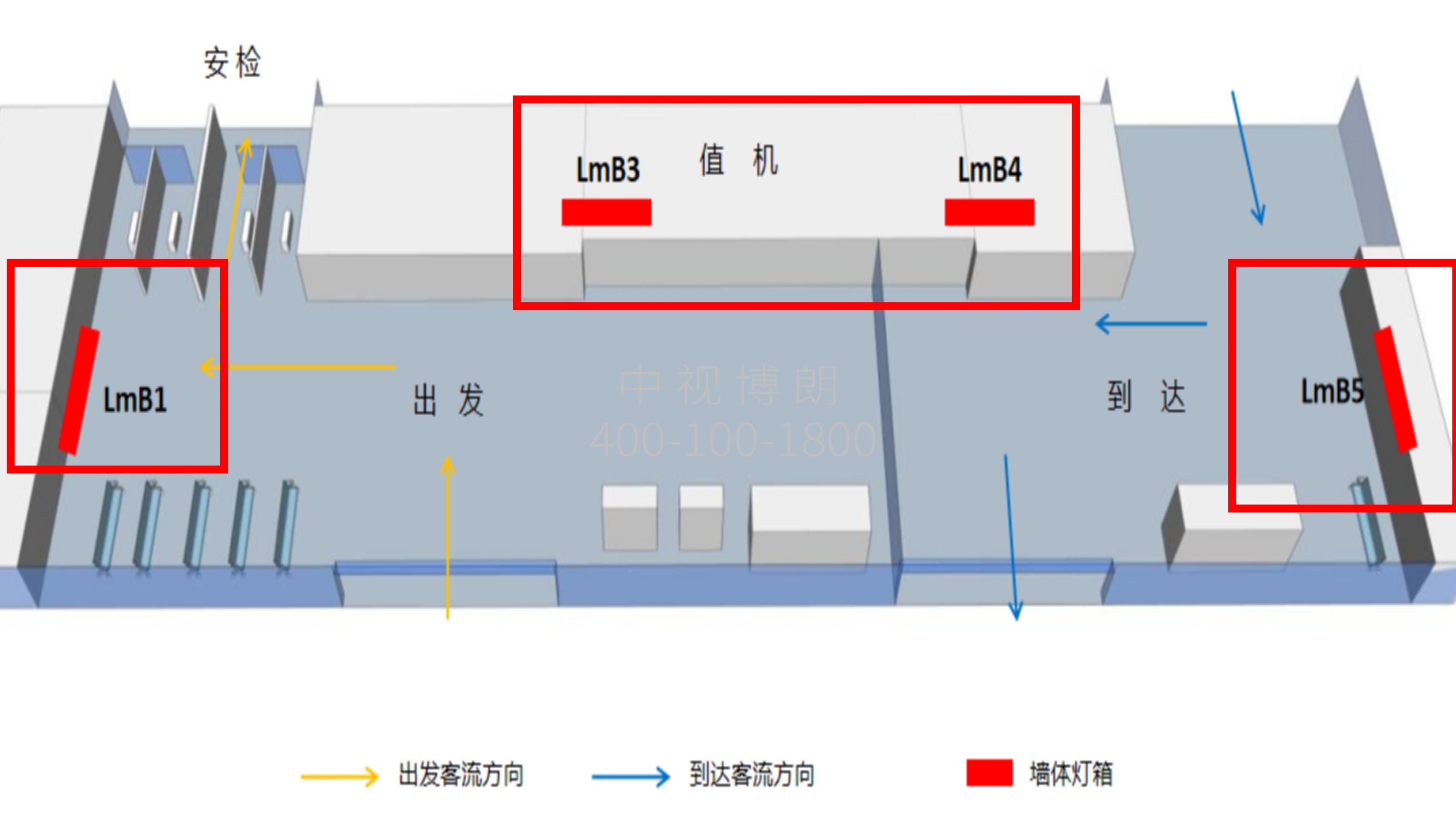 林芝机场出发到达大厅上方墙面灯箱广告3