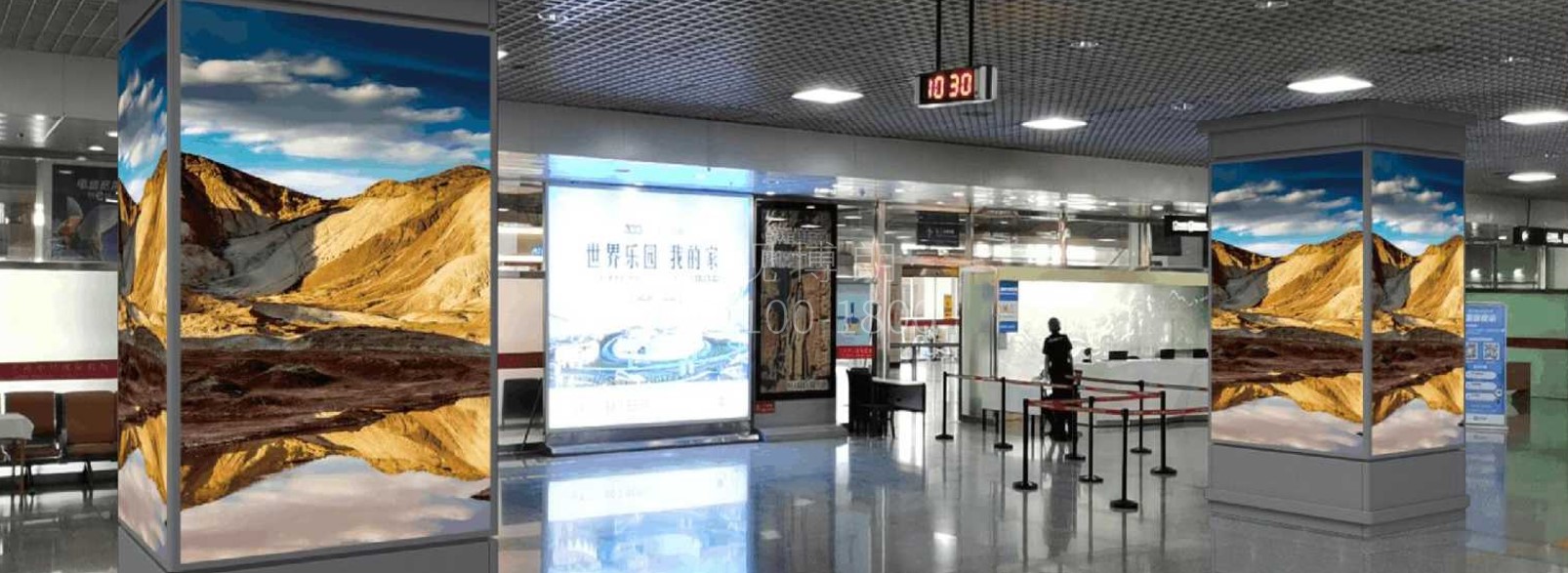 兰州中川国际机场广告-到达行李厅包柱灯箱套装