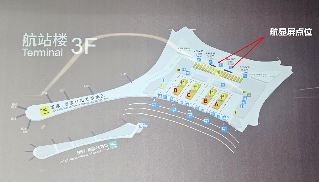 兰州机场广告-T3出发登机口LED屏套装点位图