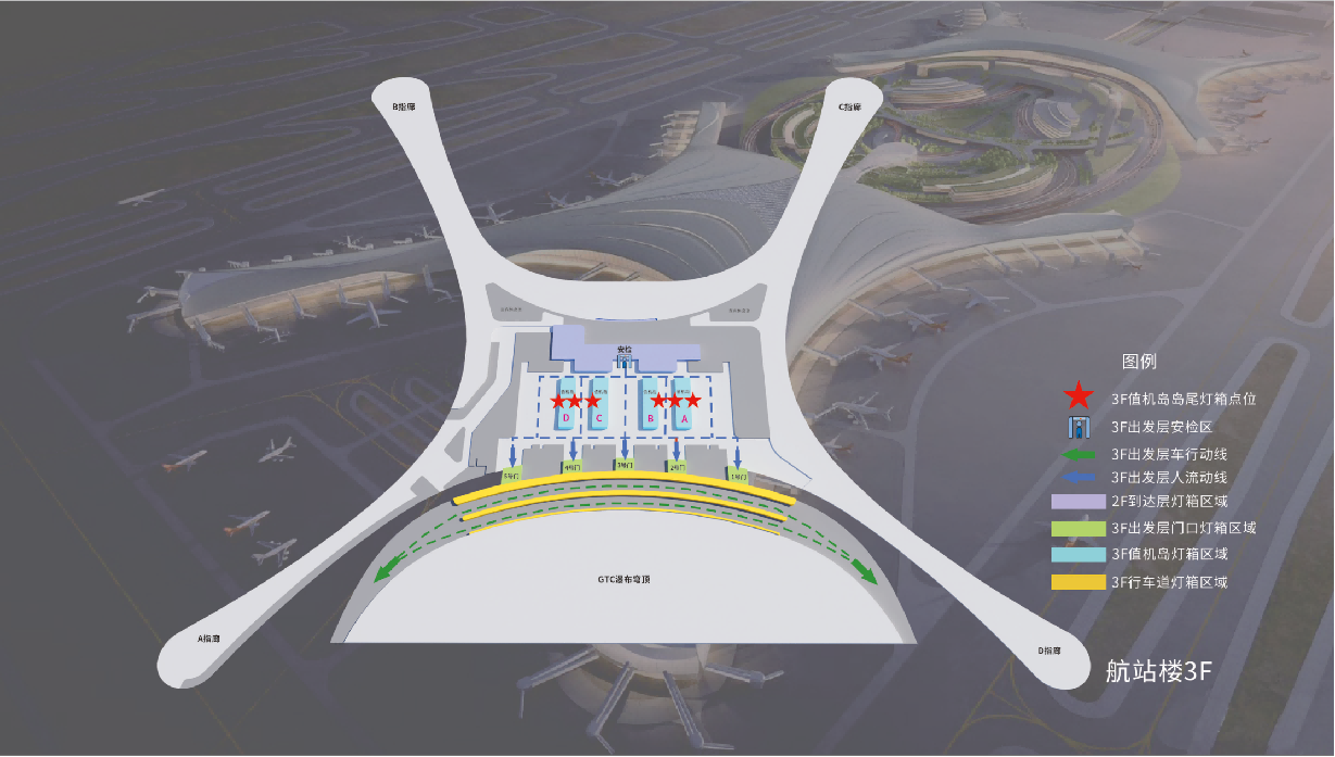兰州机场广告-T3出发值机岛岛尾灯箱套装点位图