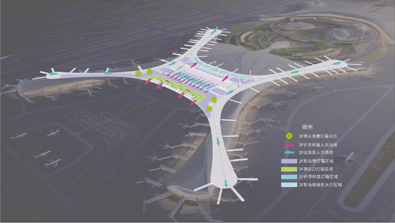 兰州中川国际机场广告-T3到达区入口墙面灯箱套装位置图