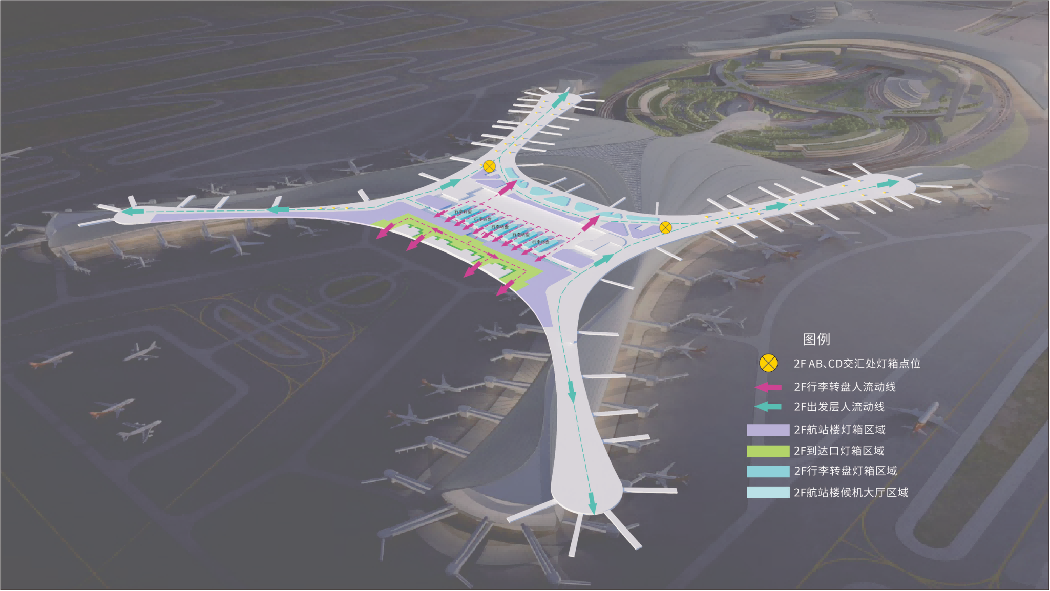 兰州中川国际机场广告-T3混流区超级灯箱套装位置图