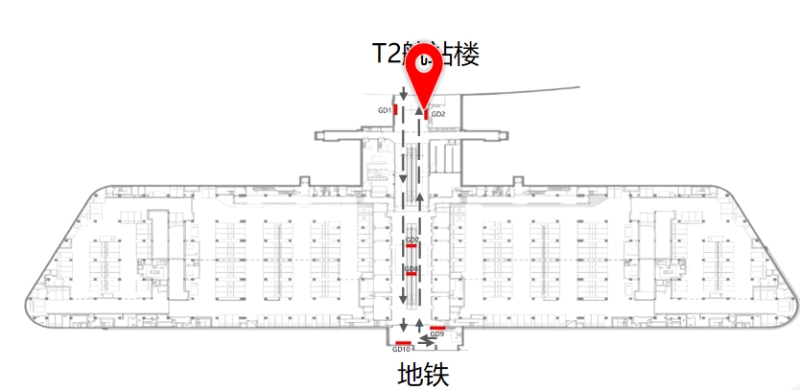 宁波栎社国际机场广告-GTC内部侧墙灯箱2位置图