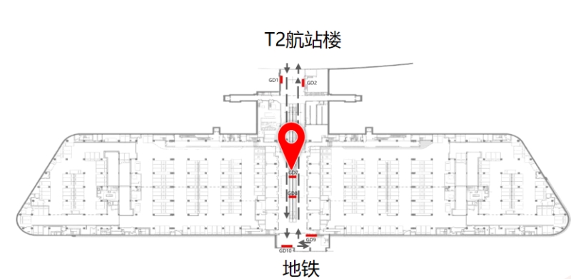 宁波栎社国际机场广告-GTC通廊顶部墙面灯箱7位置图