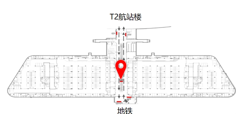 宁波栎社国际机场广告-GTC通廊顶部墙面灯箱8位置图