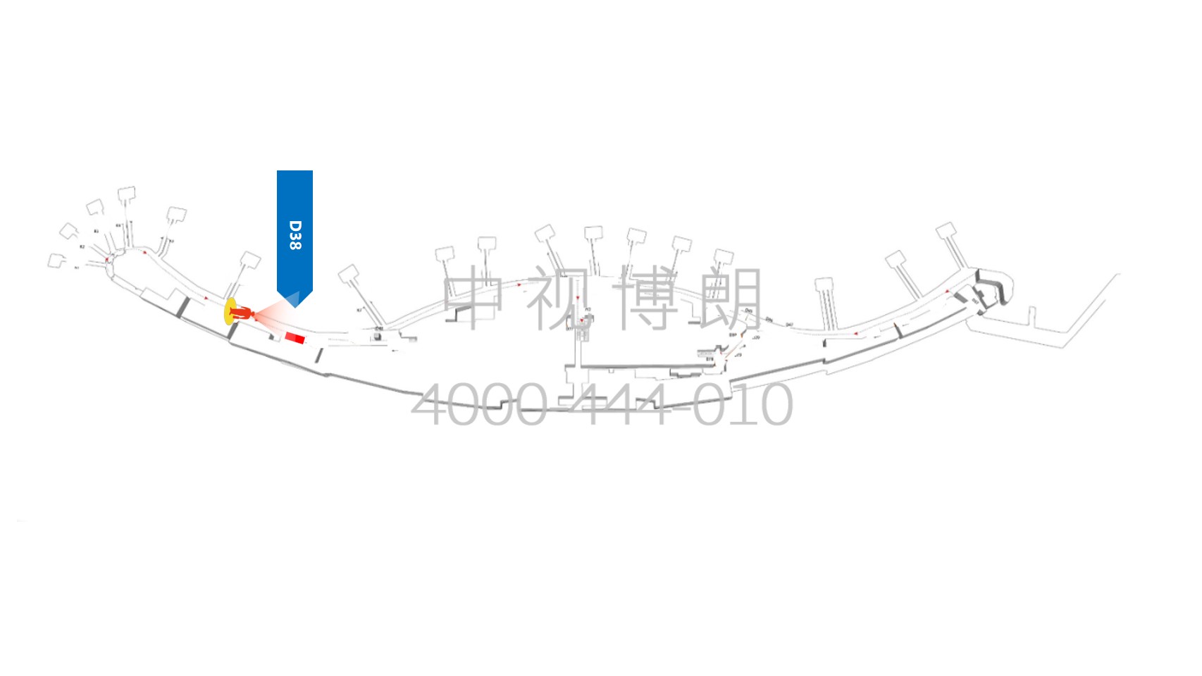 宁波栎社国际机场广告-T2国际到达通廊灯箱38位置图