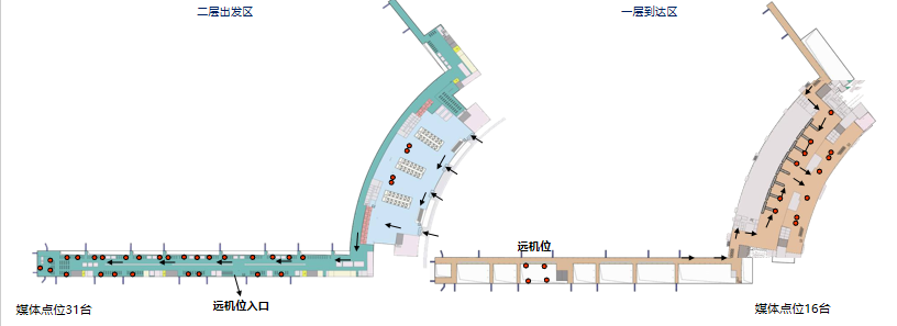 南昌昌北国际机场广告-出发&到达区域刷屏套装位置图