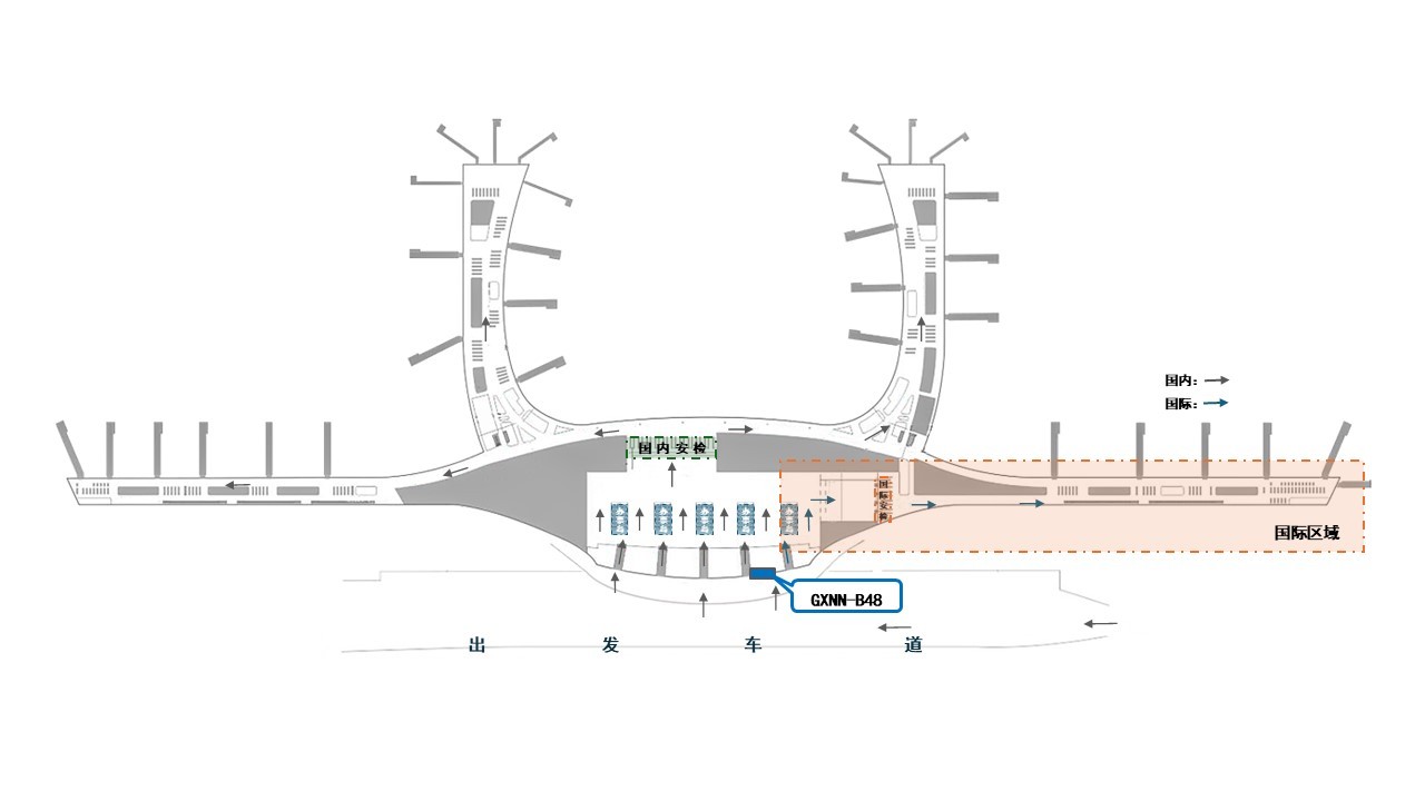 南宁机场广告-国内出发入口外灯箱1点位图
